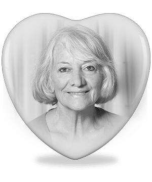 Heart shaped memorial plaque in black & white